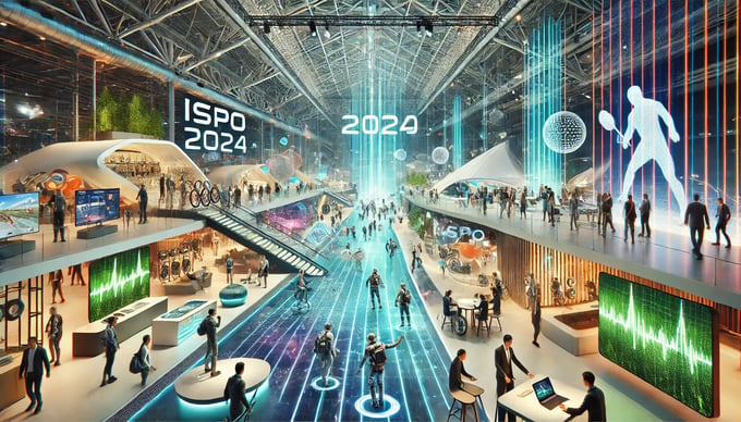 DALL·E 2024-12-09 14.22.18 - An artistic representation of the ISPO 2024 exhibition focused on the future of sports and the outdoor industry. The image showcases a modern, futuris